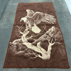 Vintage Mink San Marcos Style Blanket Bald Eagle Mountain Plush Reversible 50x88